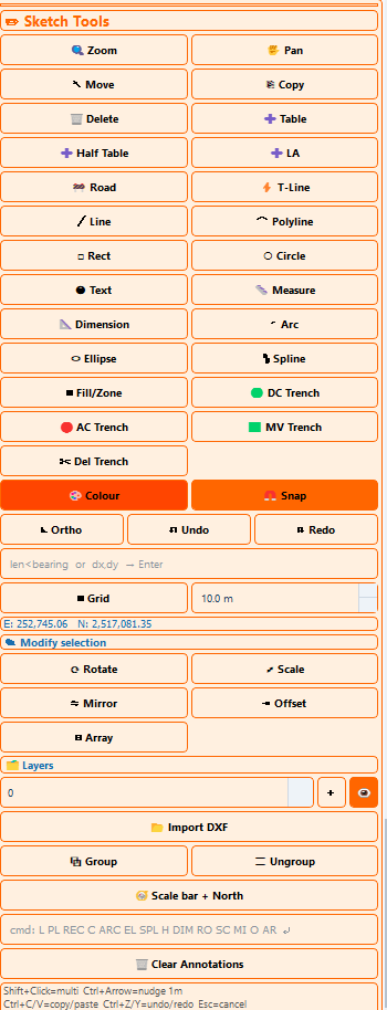 The sketch mode tool palette showing every drawing and editing tool.